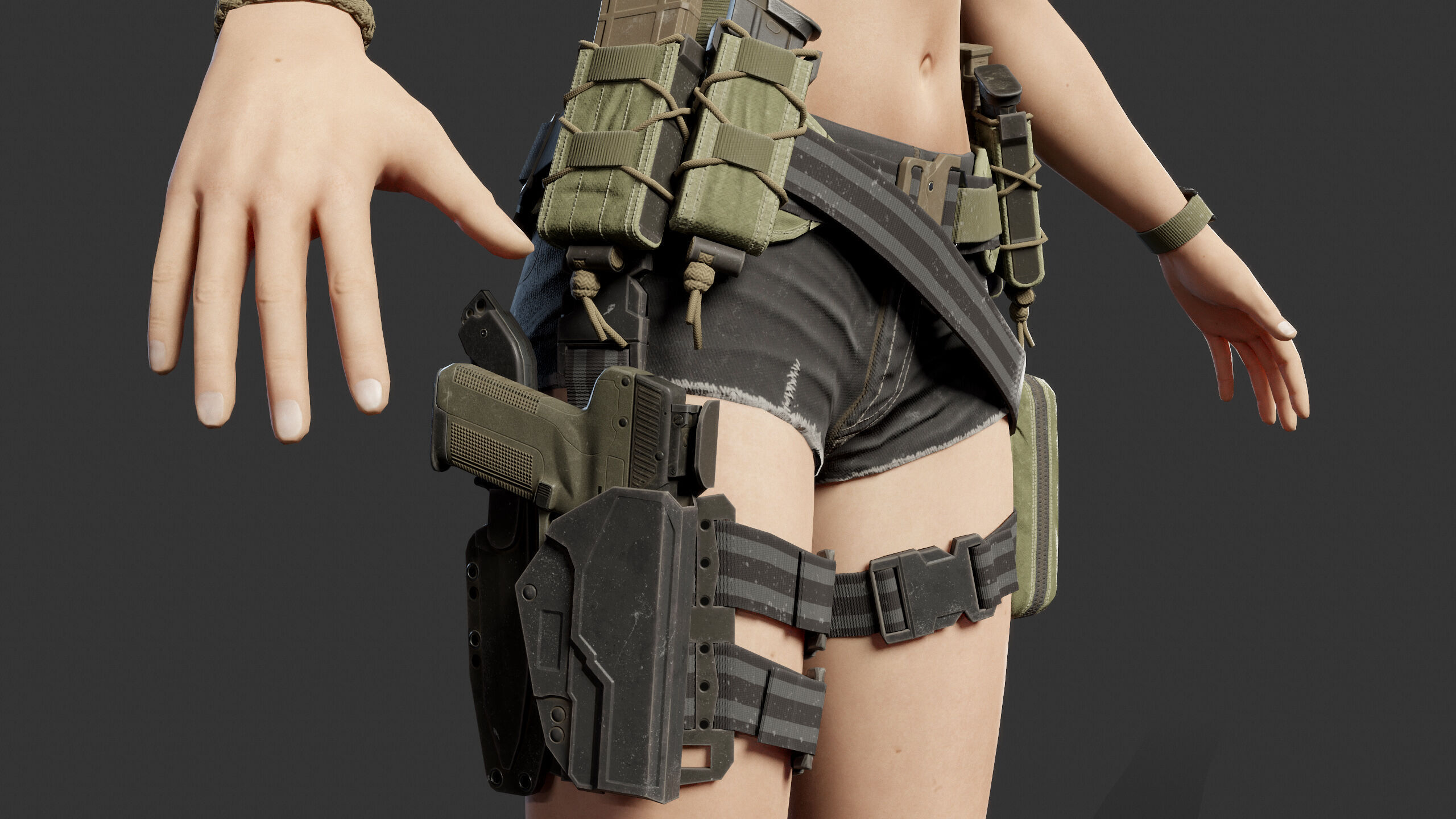 Female Soldier Low-poly 3D model_21