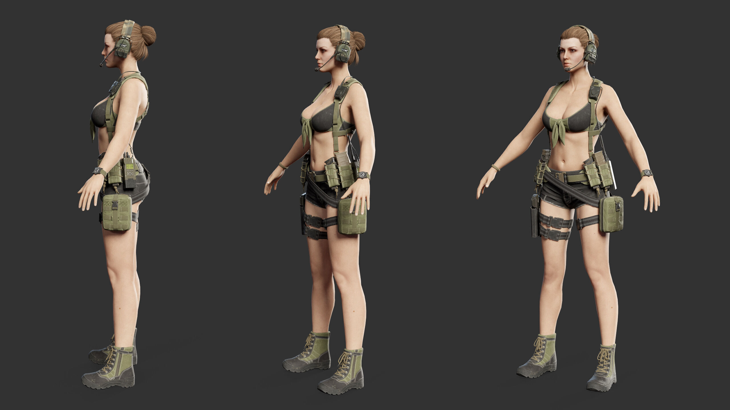 Female Soldier Low-poly 3D model_29