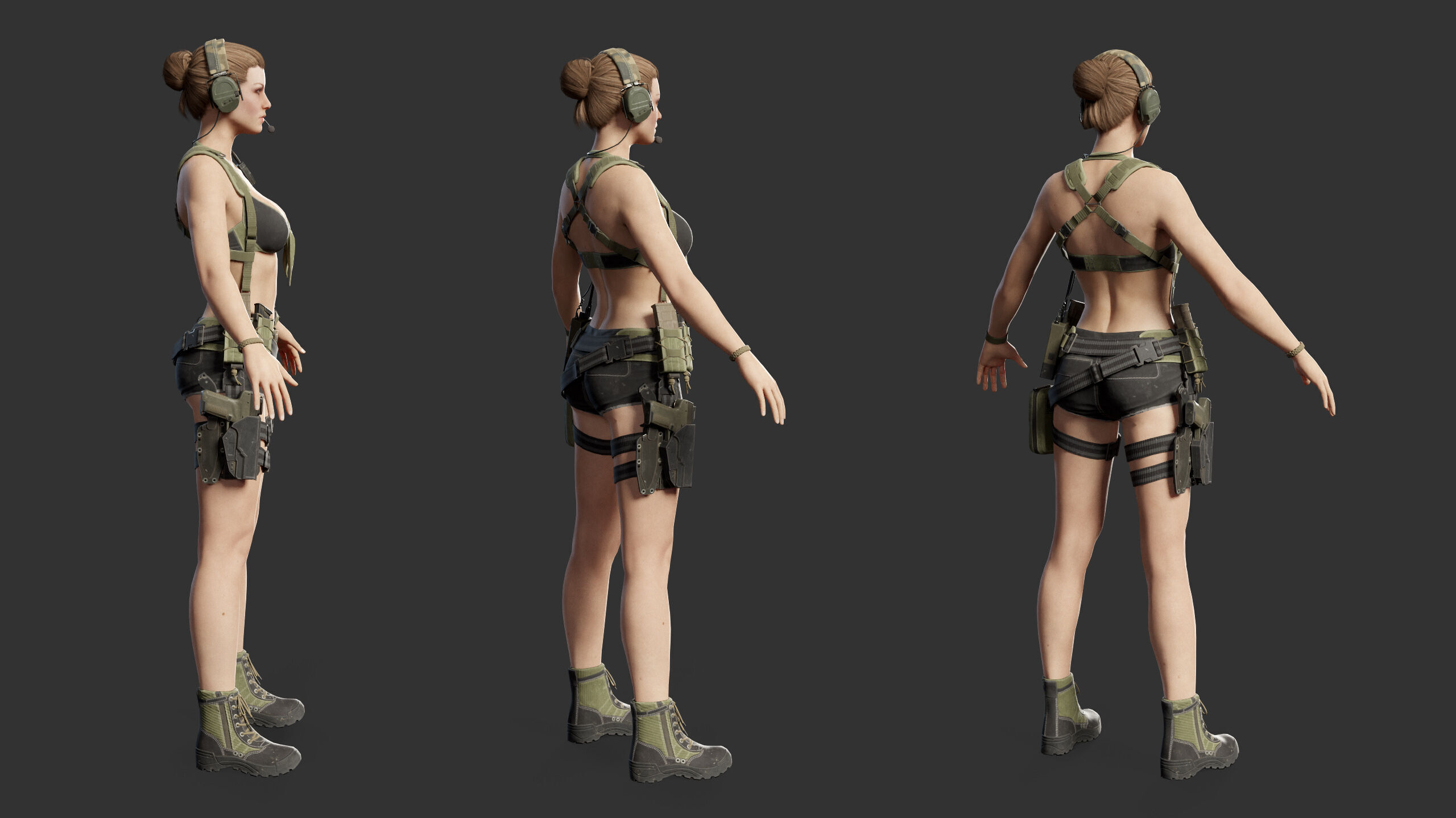 Female Soldier Low-poly 3D model_27