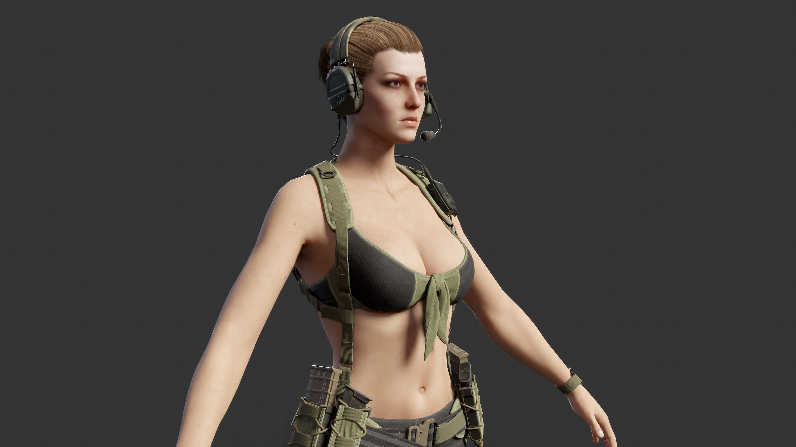 Female Soldier Low-poly 3D model_13