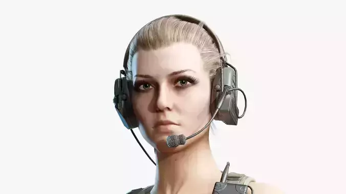 Female Soldier Low-poly 3D model