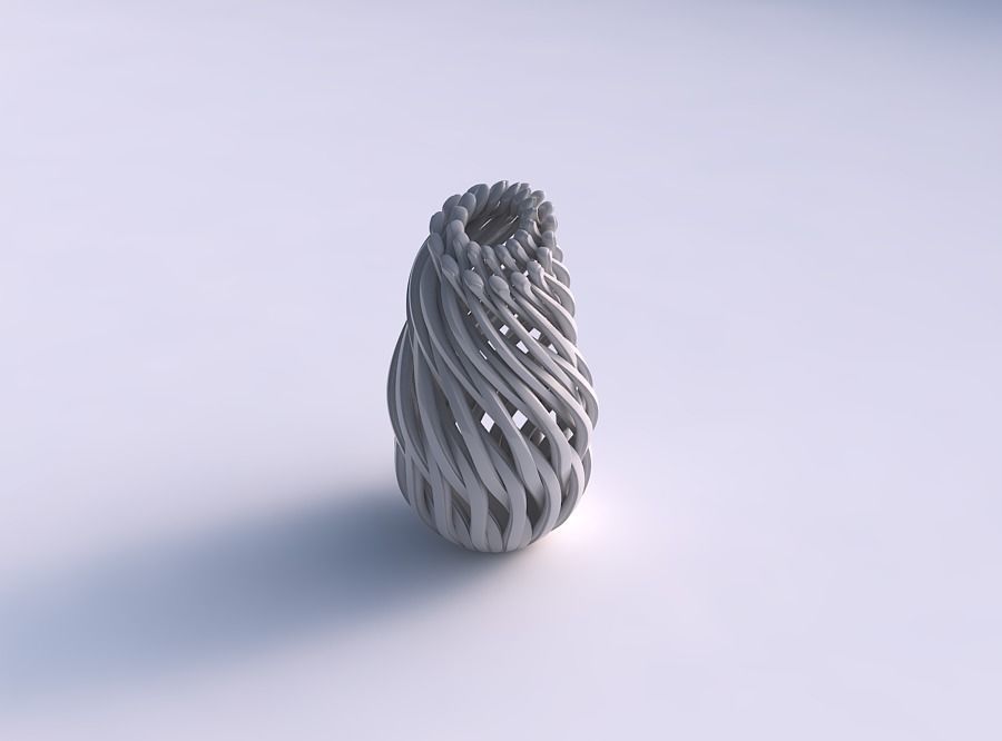 Vase oval compressed twisted with beveled muscle structure an... 3D print model_0