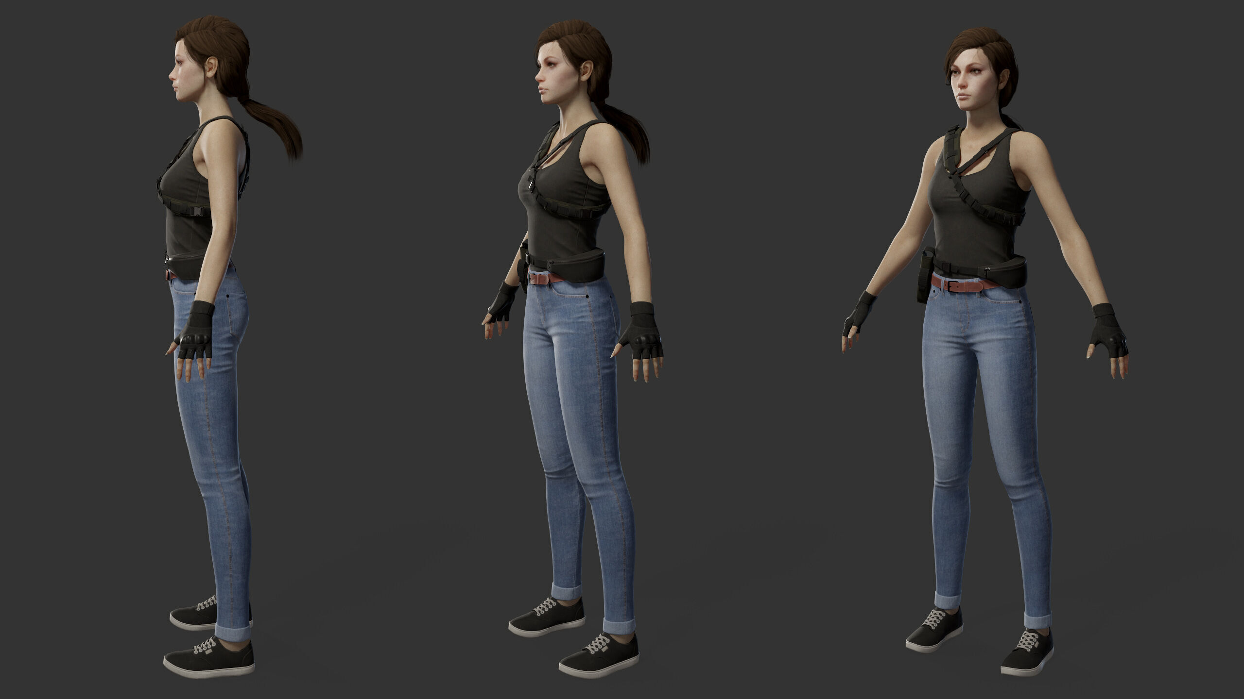 Female Soldier Low-poly 3D model_29