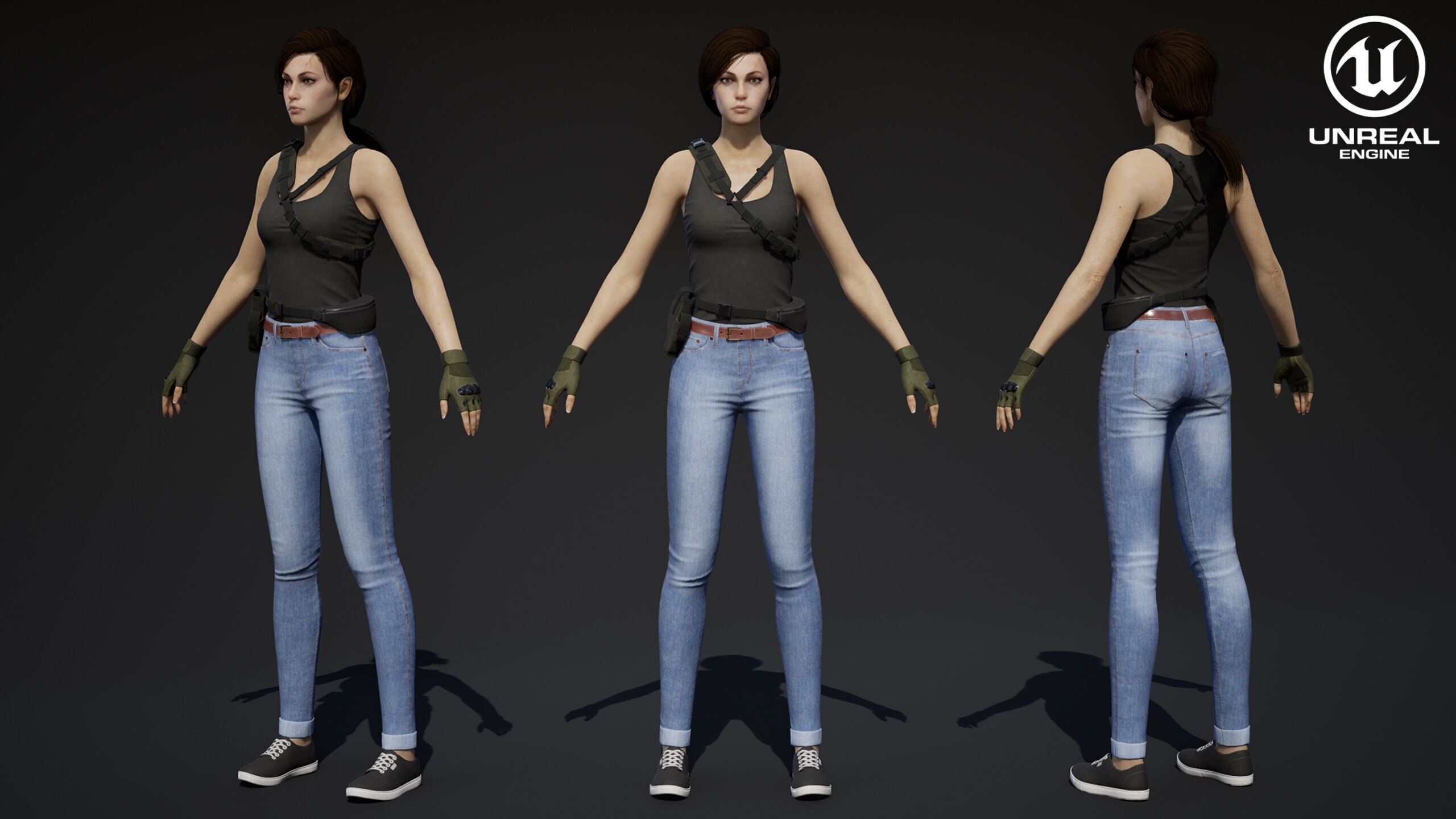 Female Soldier Low-poly 3D model_34