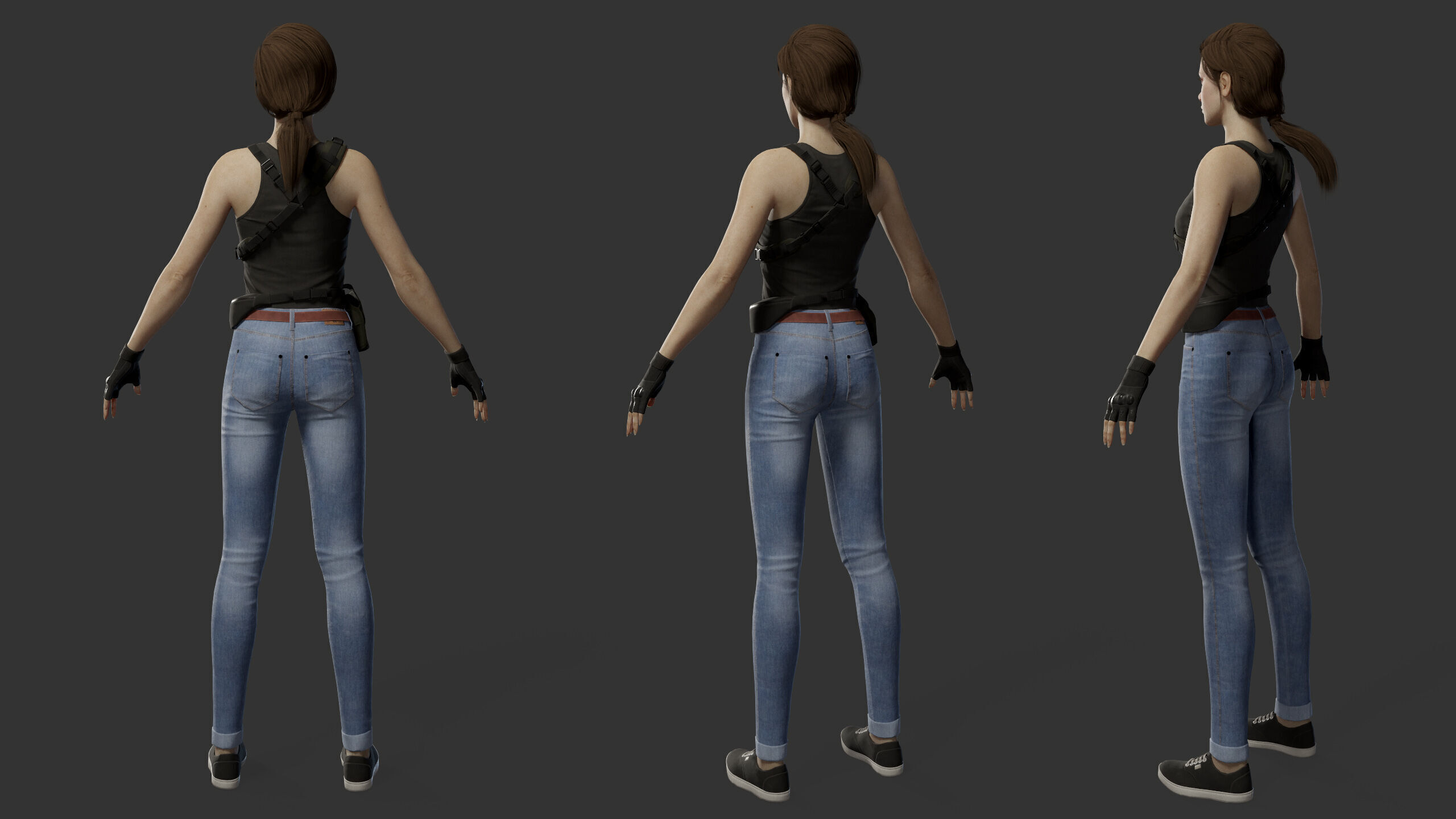 Female Soldier Low-poly 3D model_28