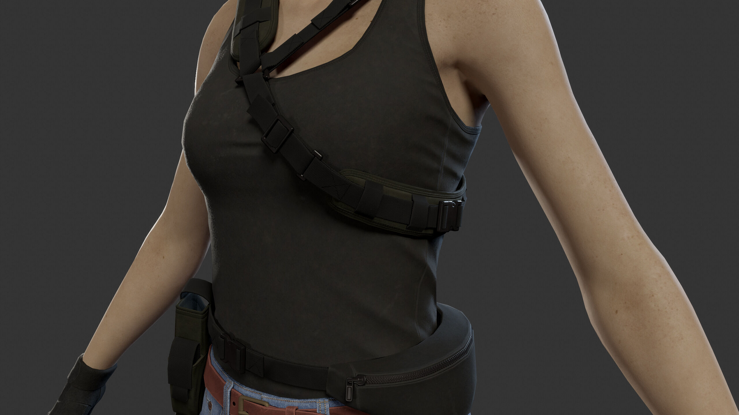 Female Soldier Low-poly 3D model_16