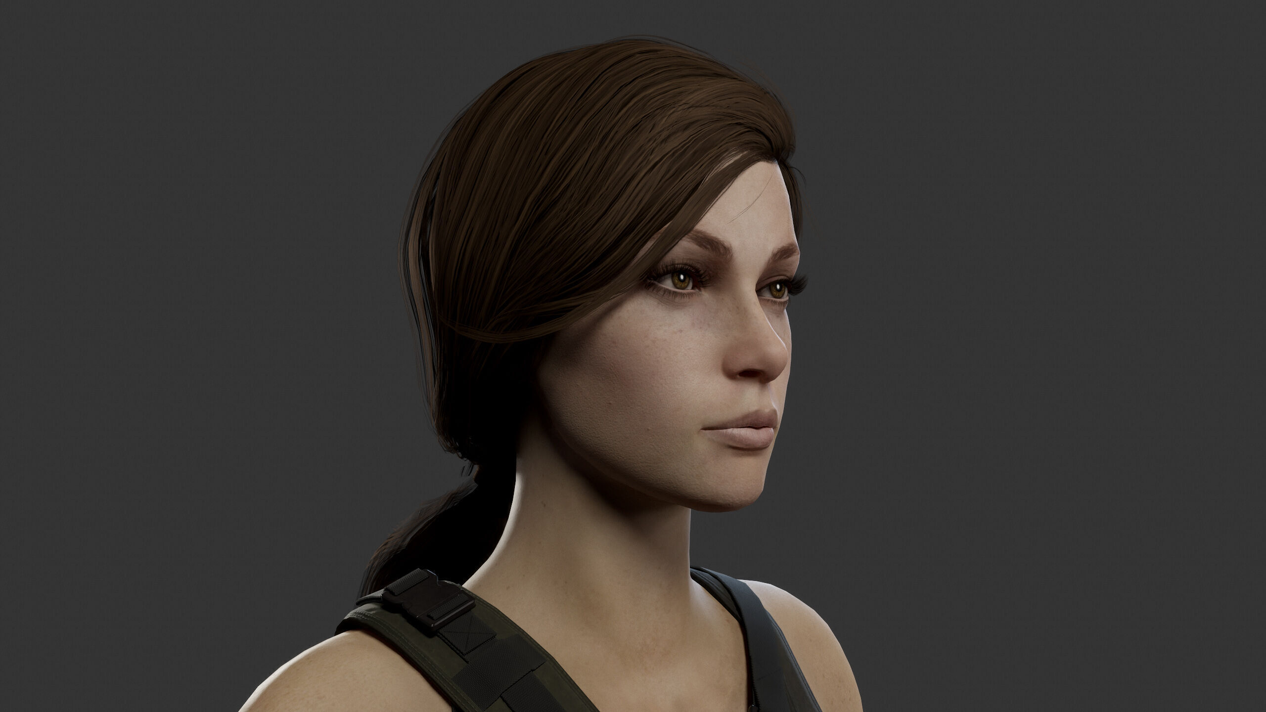 Female Soldier Low-poly 3D model_5