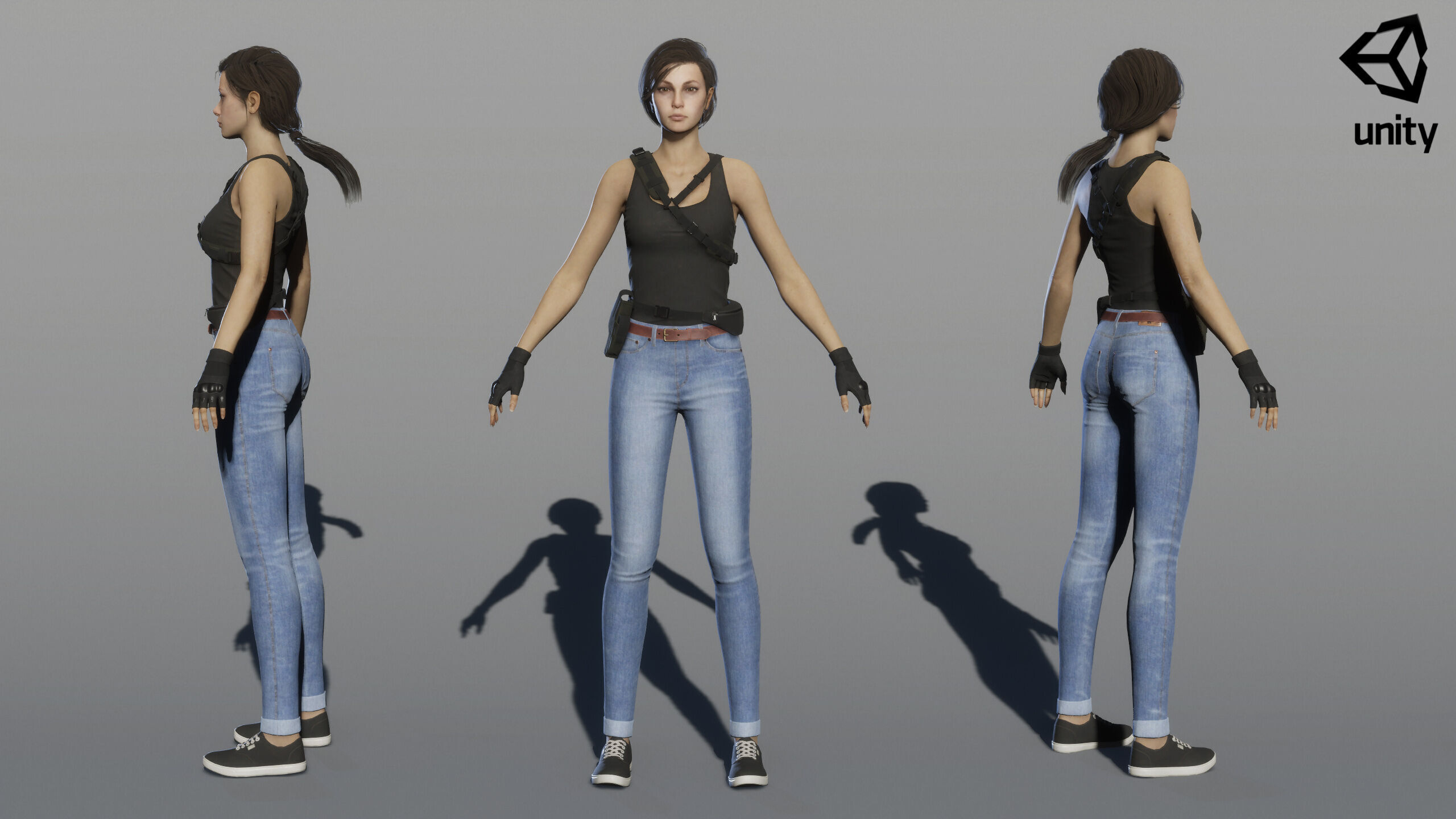 Female Soldier Low-poly 3D model_33