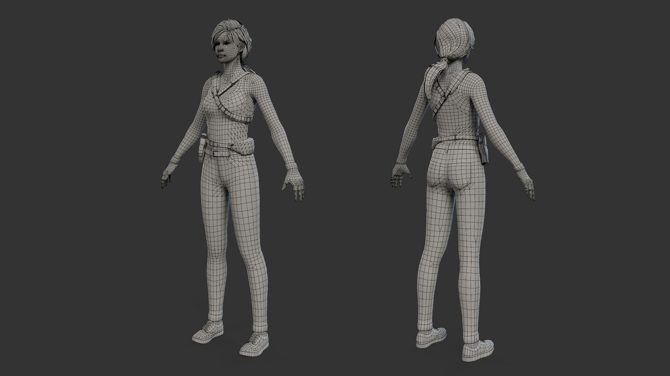 Female Soldier Low-poly 3D model_35