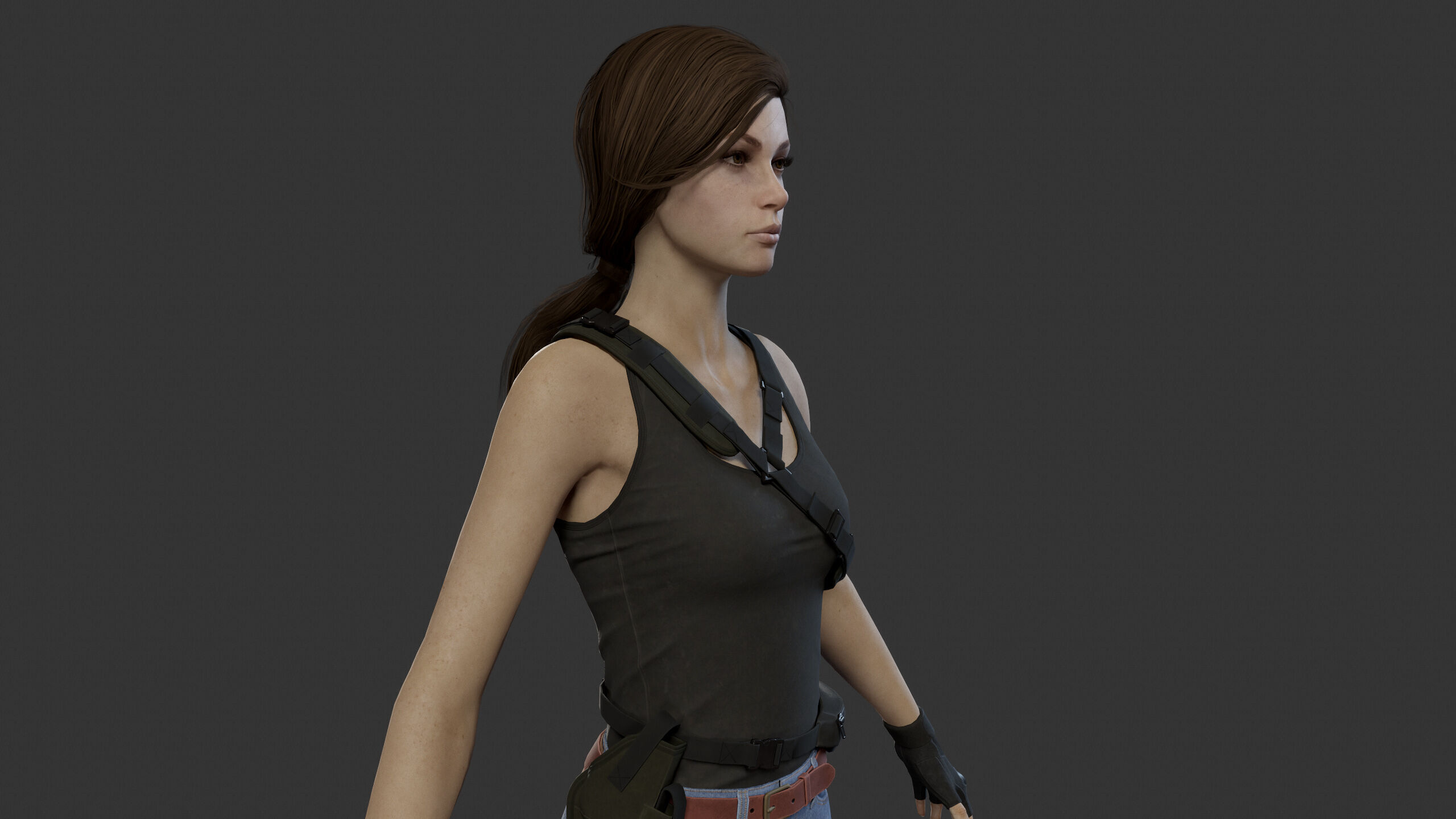 Female Soldier Low-poly 3D model_12