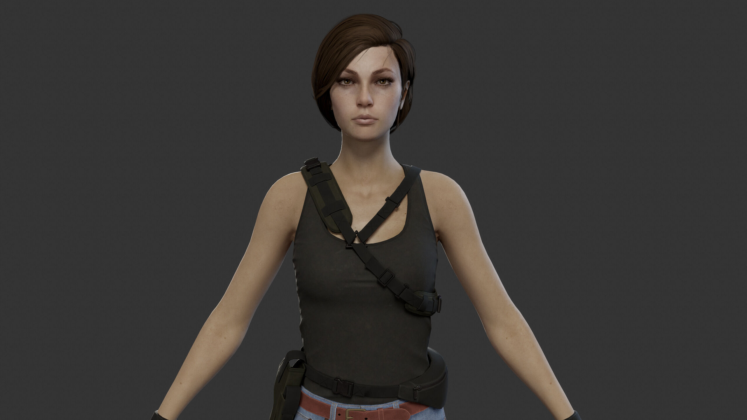 Female Soldier Low-poly 3D model_11