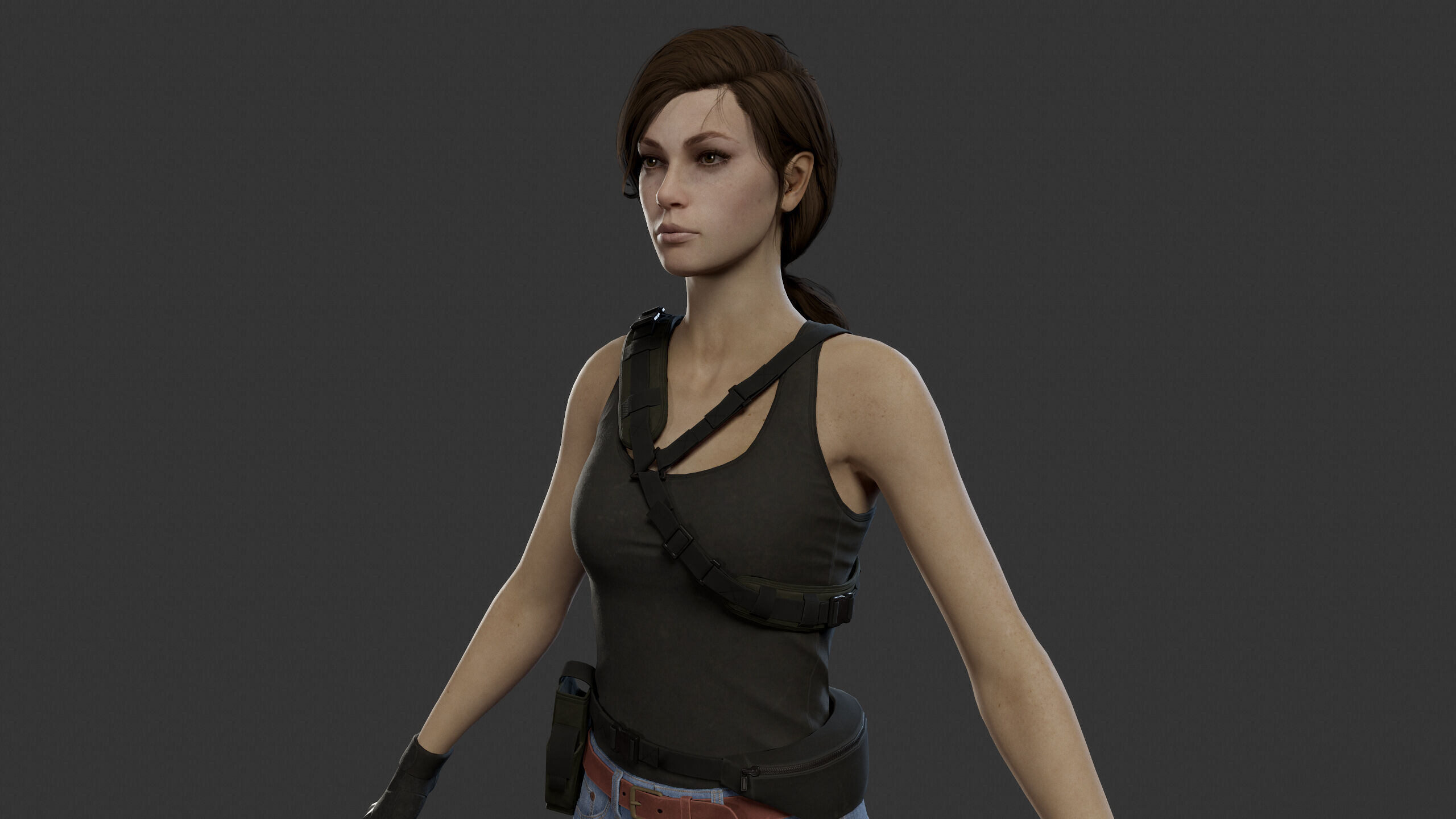 Female Soldier Low-poly 3D model_15