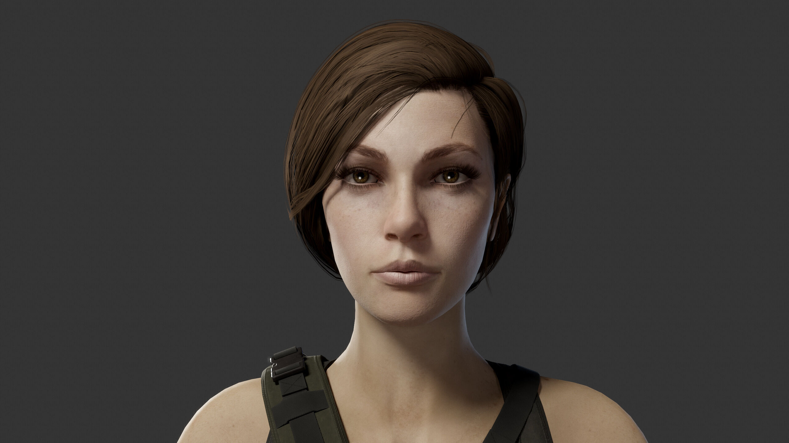 Female Soldier Low-poly 3D model_4