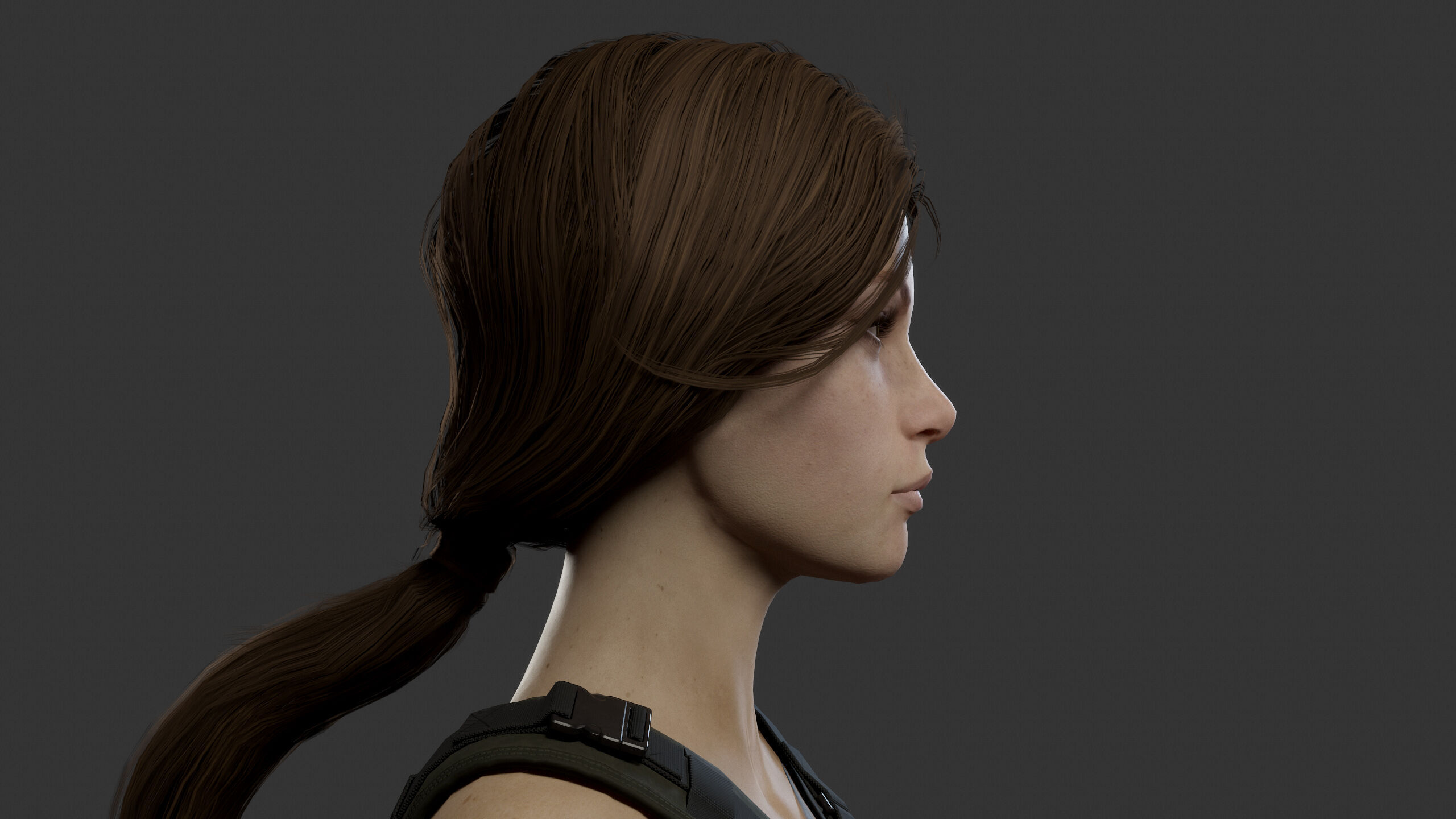 Female Soldier Low-poly 3D model_6