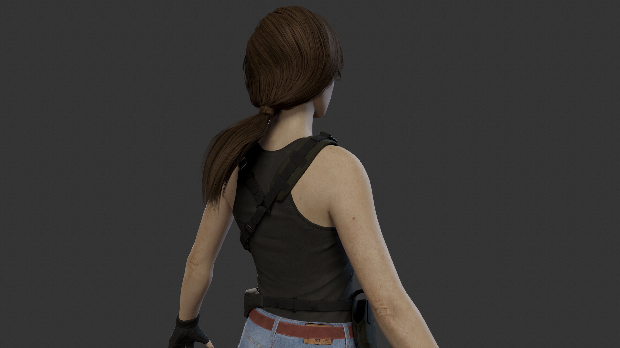 Female Soldier Low-poly 3D model_13