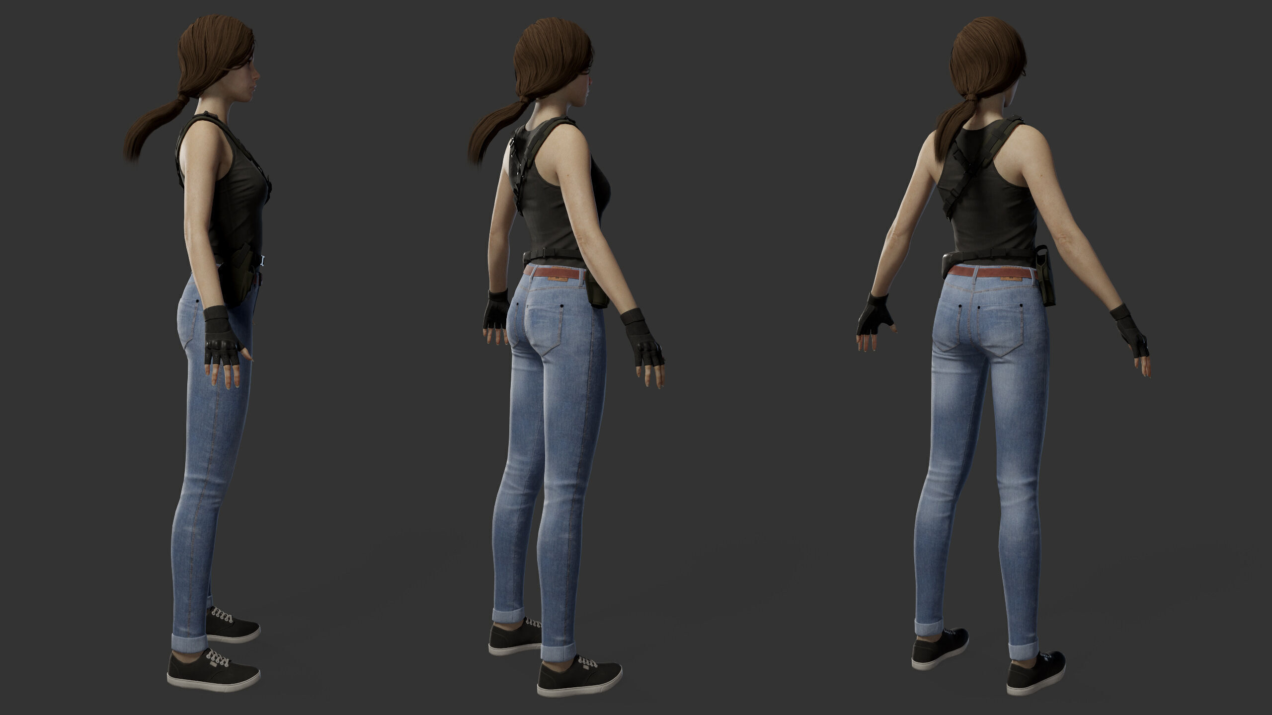 Female Soldier Low-poly 3D model_27