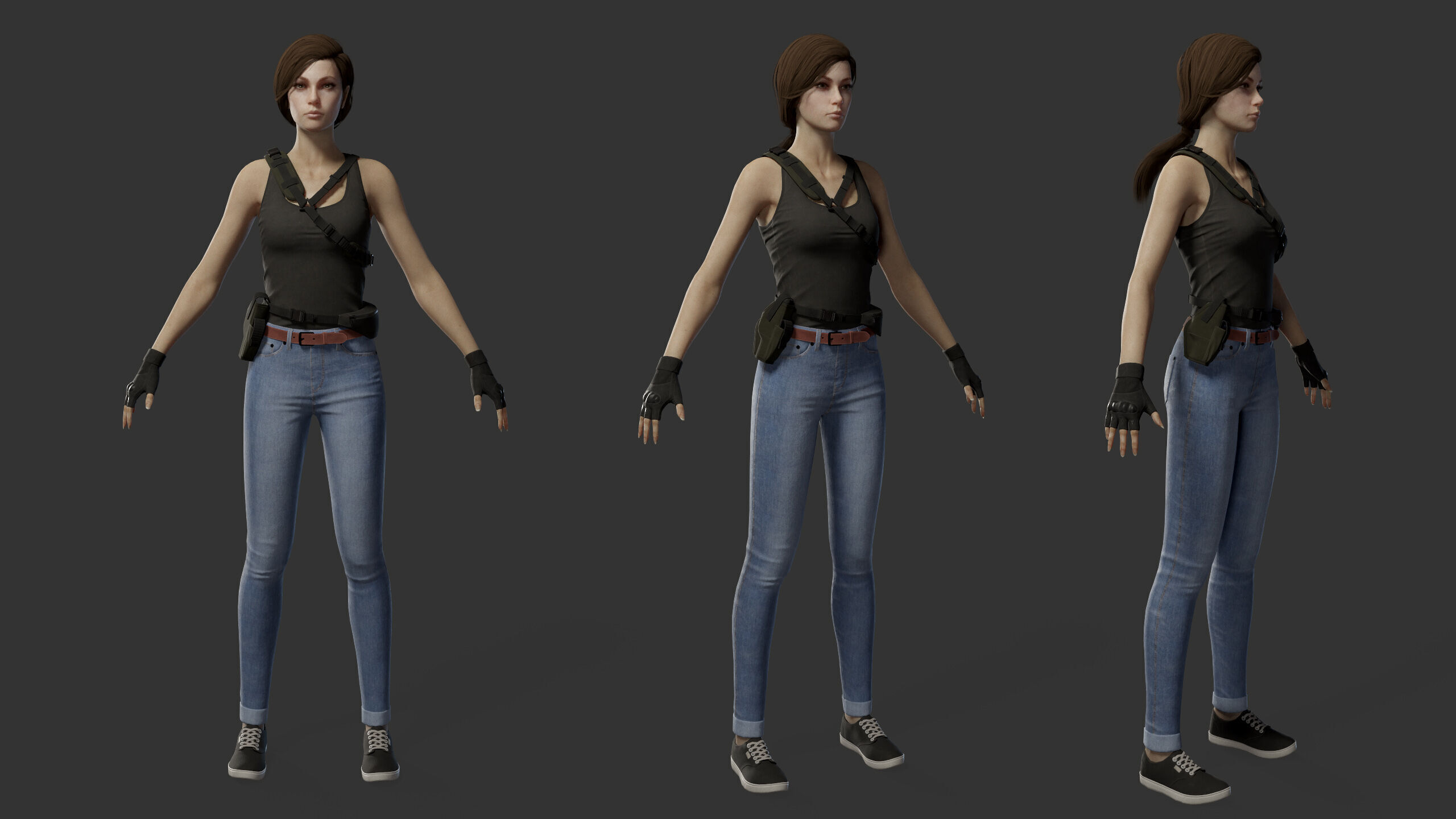 Female Soldier Low-poly 3D model_26