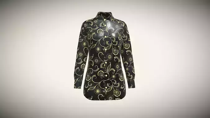 Ladies Long Sleeve Gold Printed Shirt In Low Poly