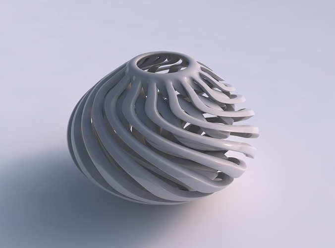 Vase oval twisted with sharp muscle structure twisted and squeezed