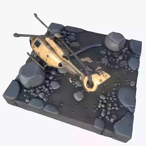 Crashed Helicopter Low-poly 3D model