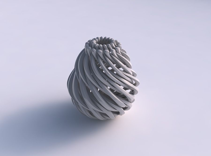 Vase oval compressed twisted with beveled muscle structure and soft tips twisted and squeezed