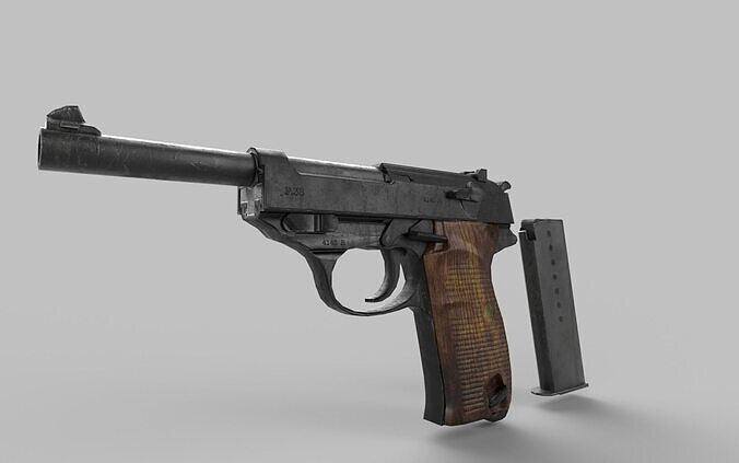 revolver p38 Low-poly 3D model