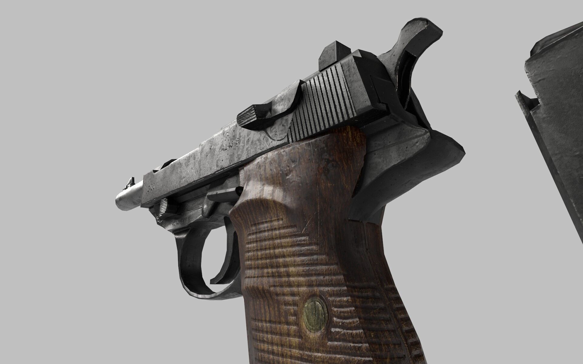 revolver p38 Low-poly 3D model_8