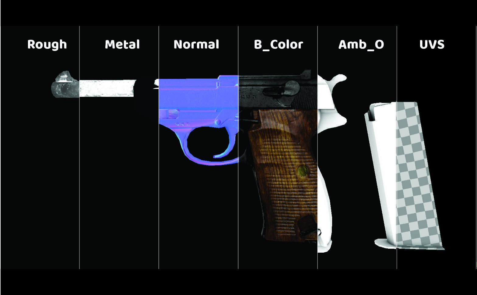 revolver p38 Low-poly 3D model_10