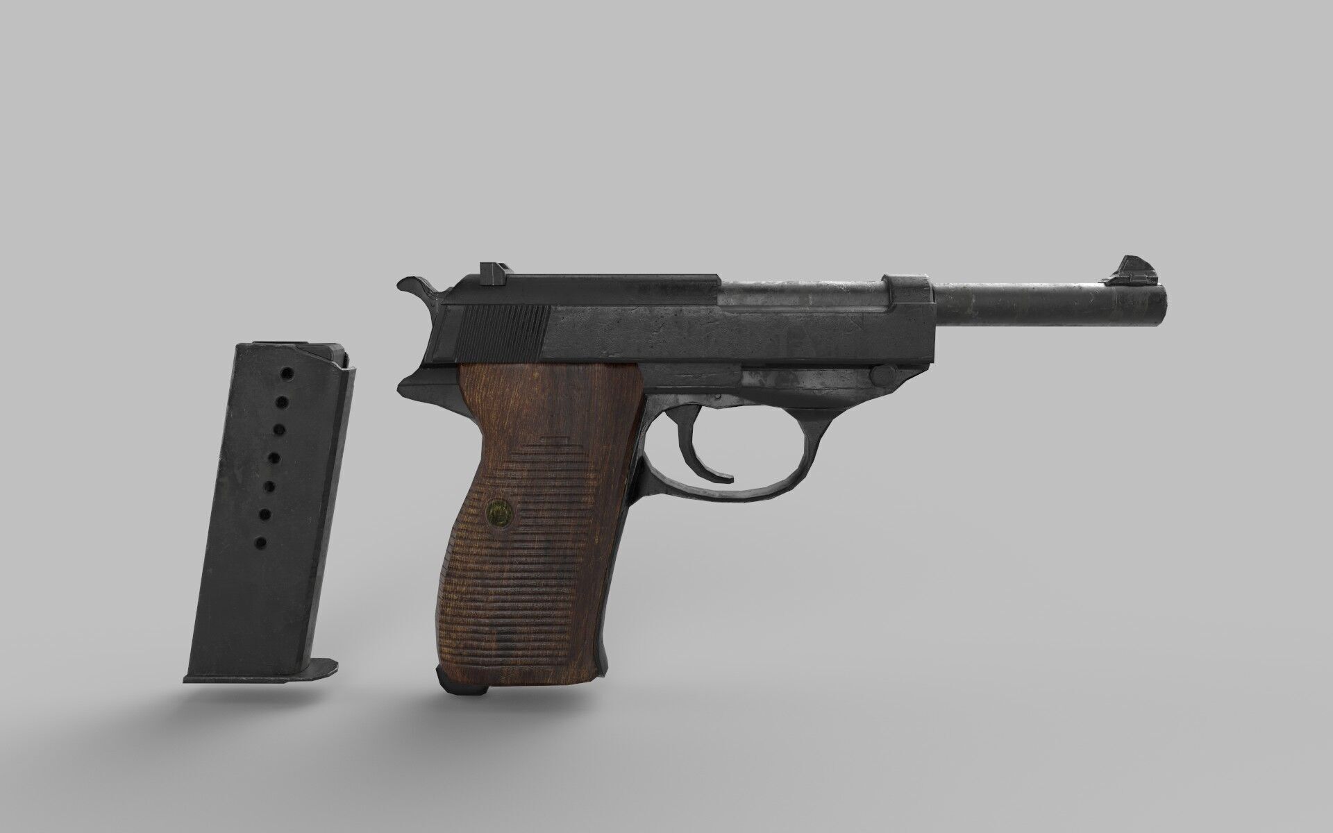 revolver p38 Low-poly 3D model_7