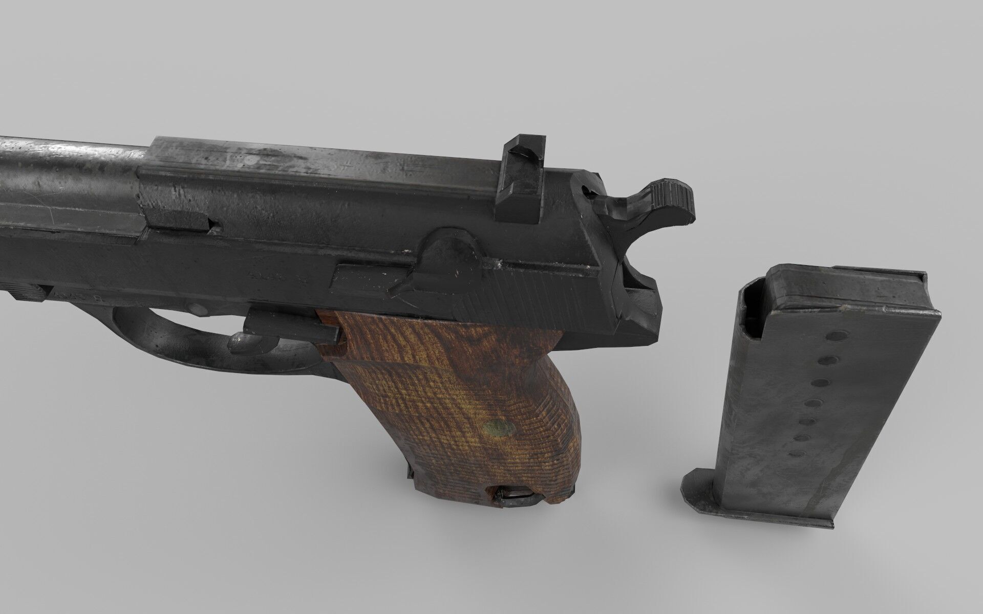 revolver p38 Low-poly 3D model_4