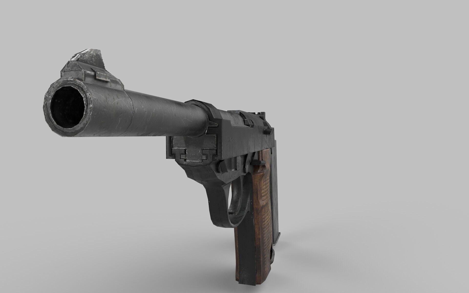 revolver p38 Low-poly 3D model_5