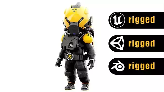 TOON ASTRONAUT F-D  Rigged for Unreal Engine - Unity - MIXAMO