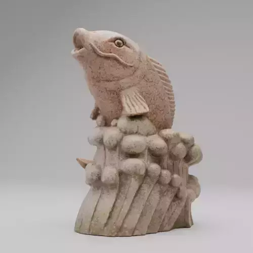 Stone Fish Sculpture -3D Model  High-Quality PBR UV Mapped 3D print model