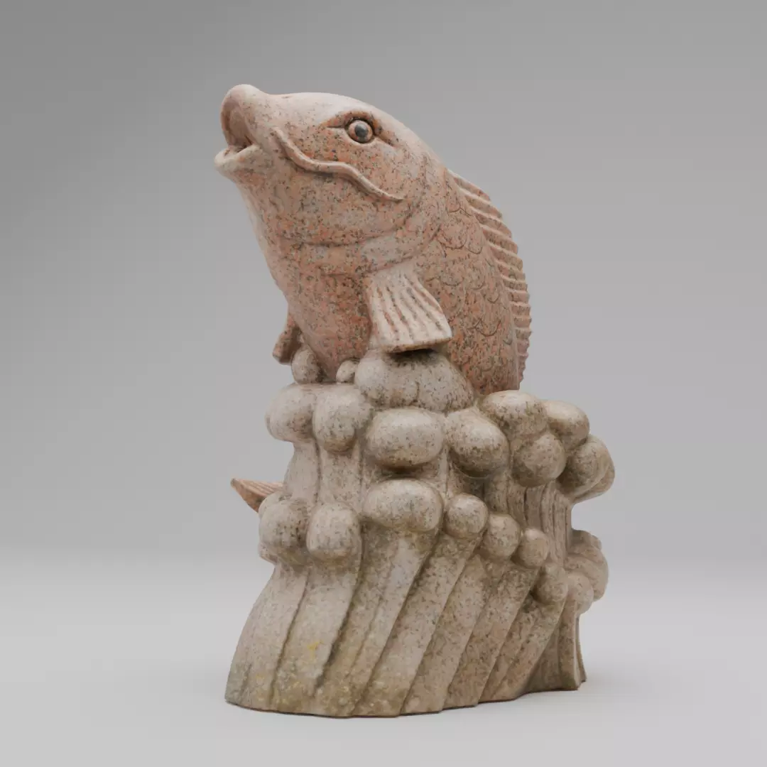 Stone Fish Sculpture -3D Model  High-Quality PBR UV Mapped 3D print model_0