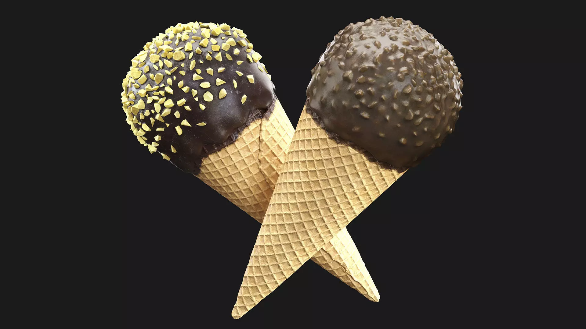 Ice Cream Cones with Nuts 3D model