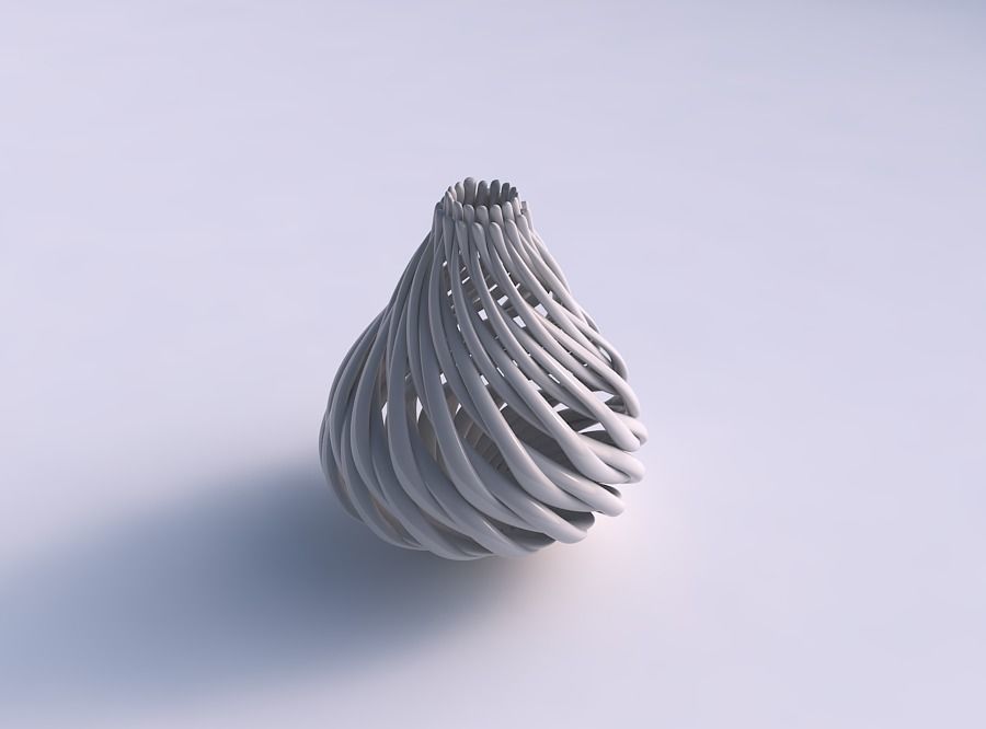 Vase oval twisted with muscle structure and soft tips wide mi... 3D print model_0