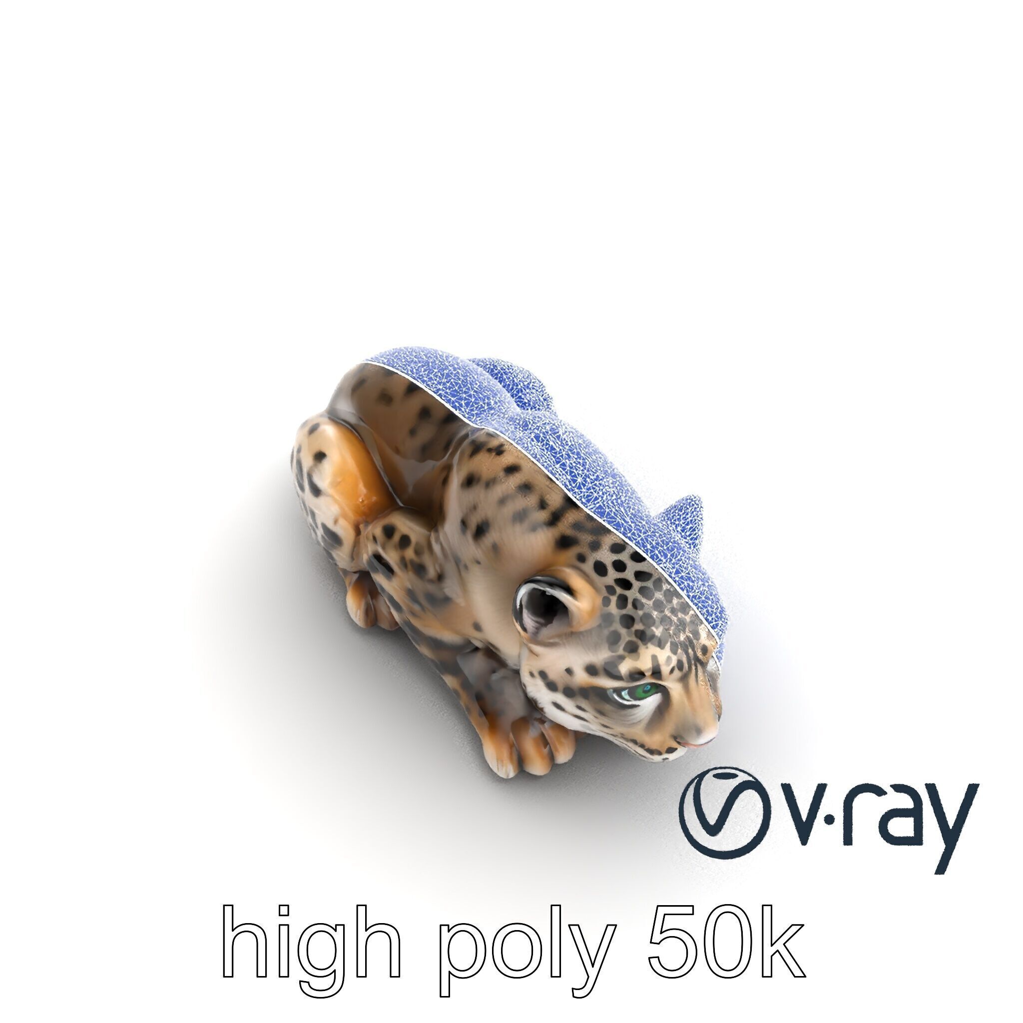 Elusive Snow Leopard Sculpture model pack Low-poly 3D model_28