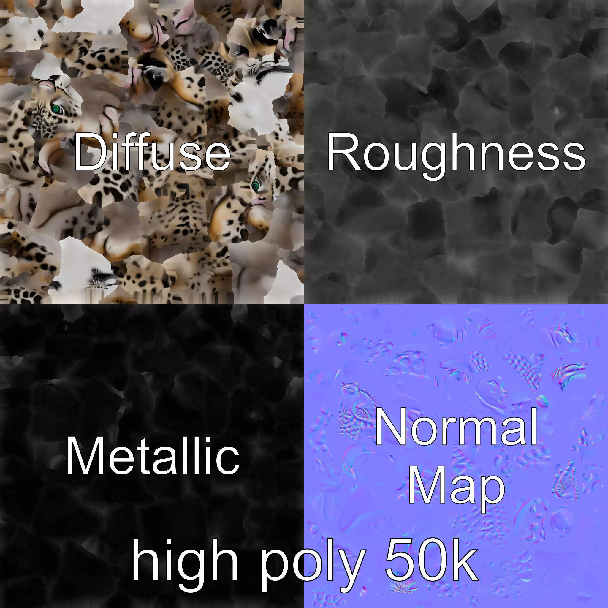 Elusive Snow Leopard Sculpture model pack Low-poly 3D model_0