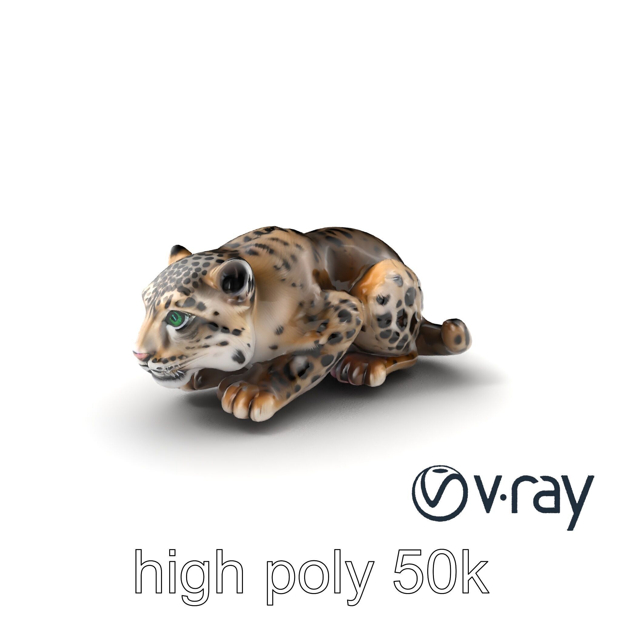 Elusive Snow Leopard Sculpture model pack Low-poly 3D model_5