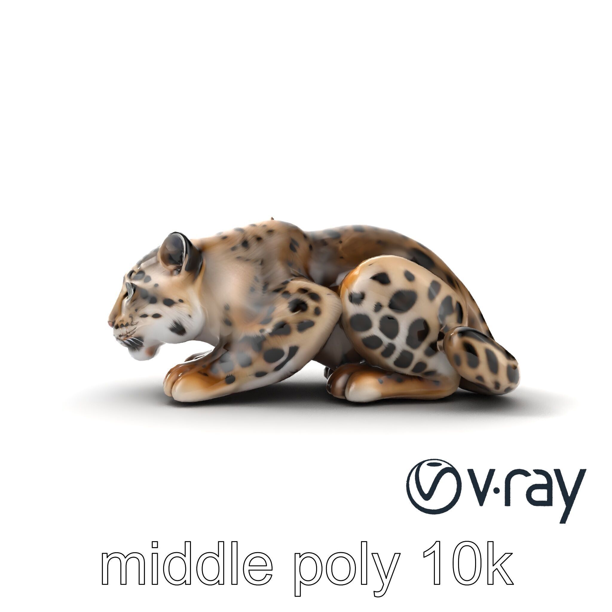 Elusive Snow Leopard Sculpture model pack Low-poly 3D model_29