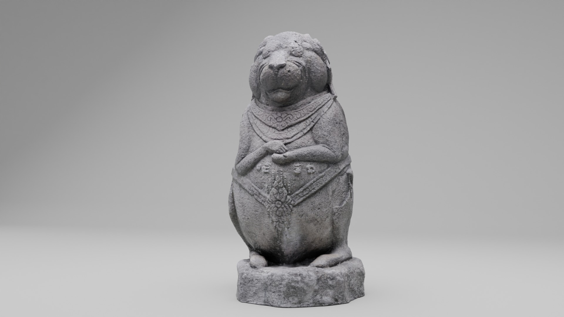 Stone Fish Sculpture and Ancient Guardian Rodent Statue 3D Model Collection_3