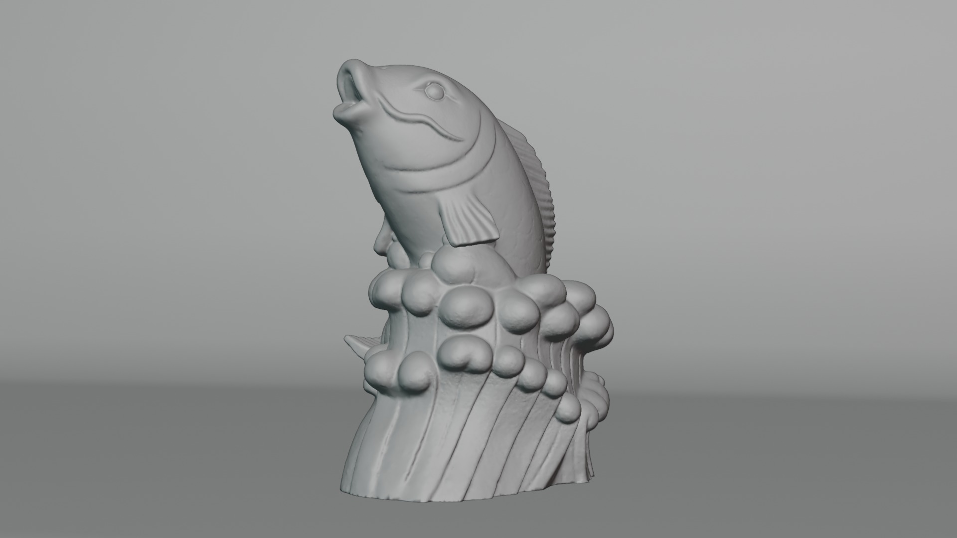 Stone Fish Sculpture and Ancient Guardian Rodent Statue 3D Model Collection_11