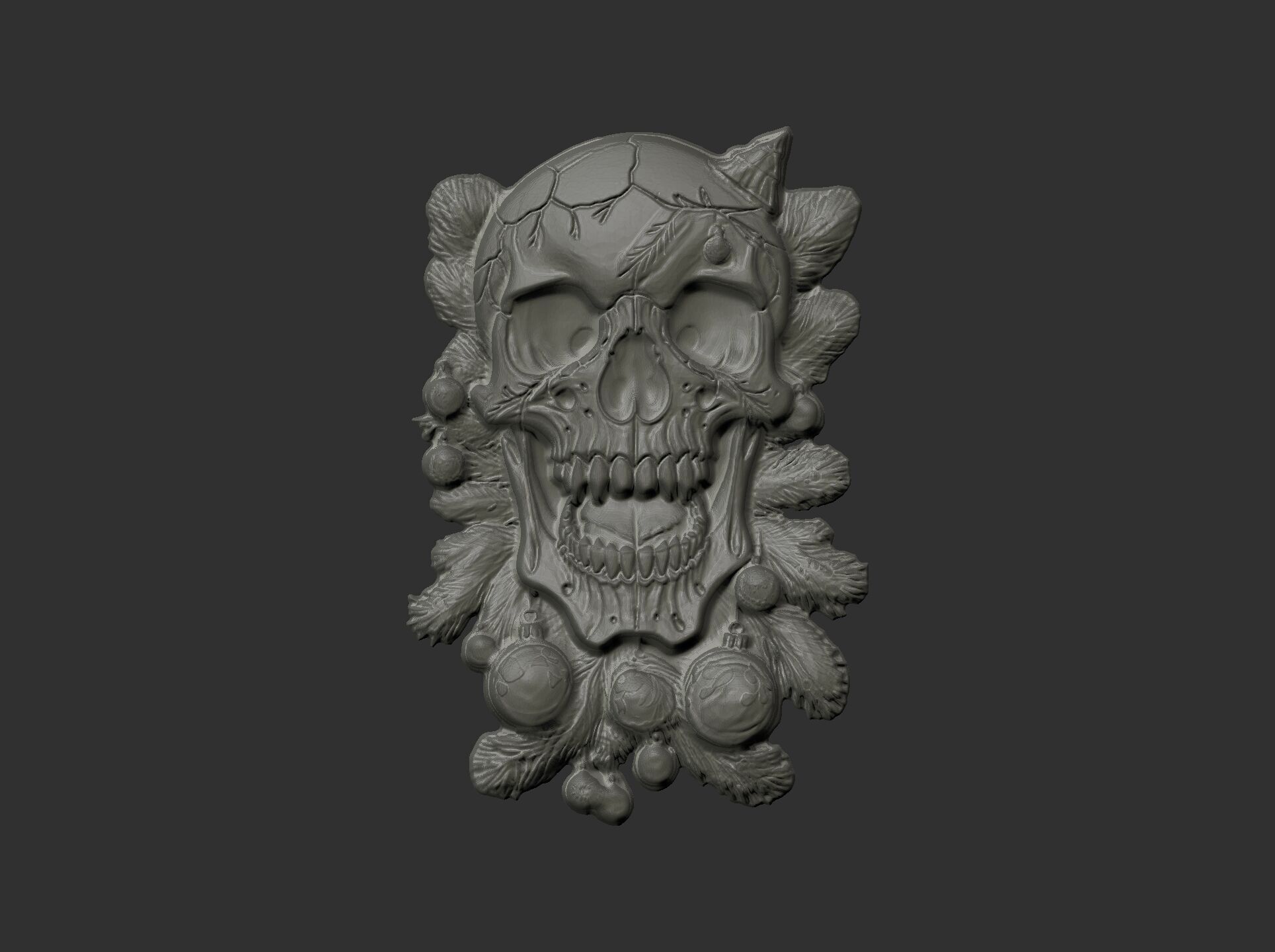 skull christmas decor cnc model 3D print model_5
