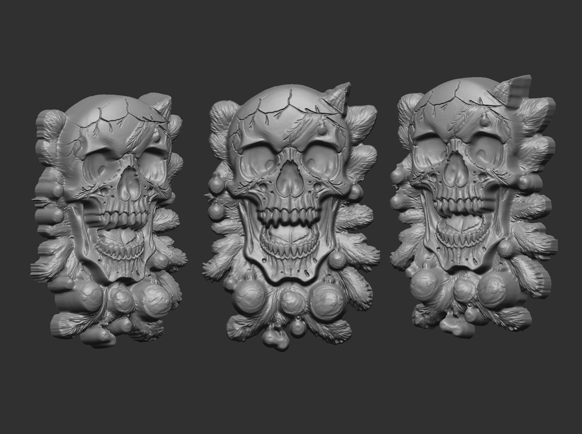 skull christmas decor cnc model 3D print model_7