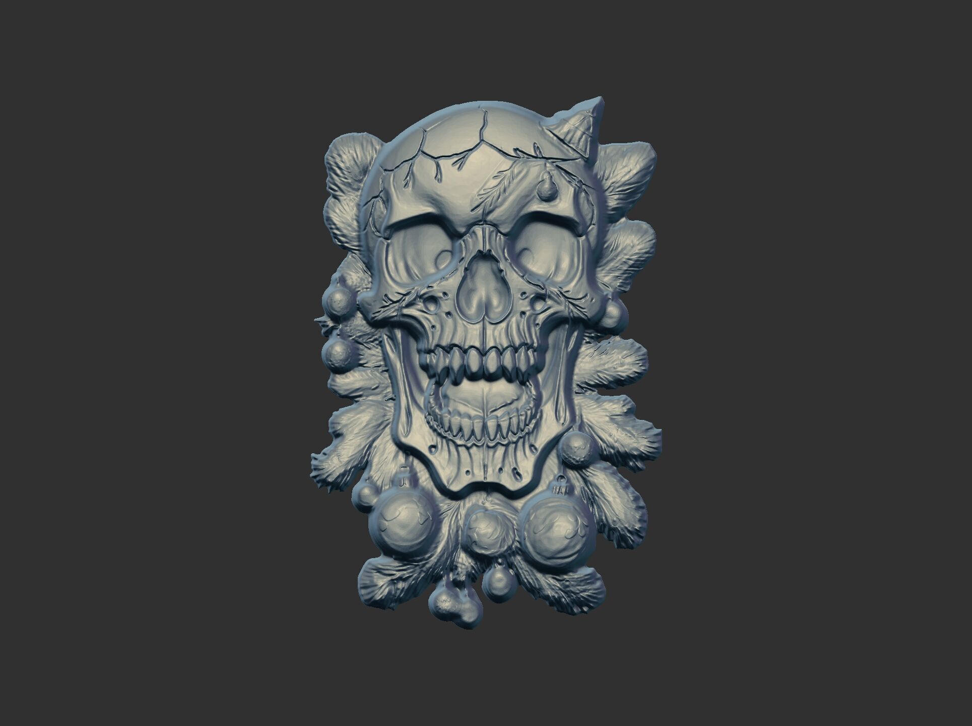 skull christmas decor cnc model 3D print model_6