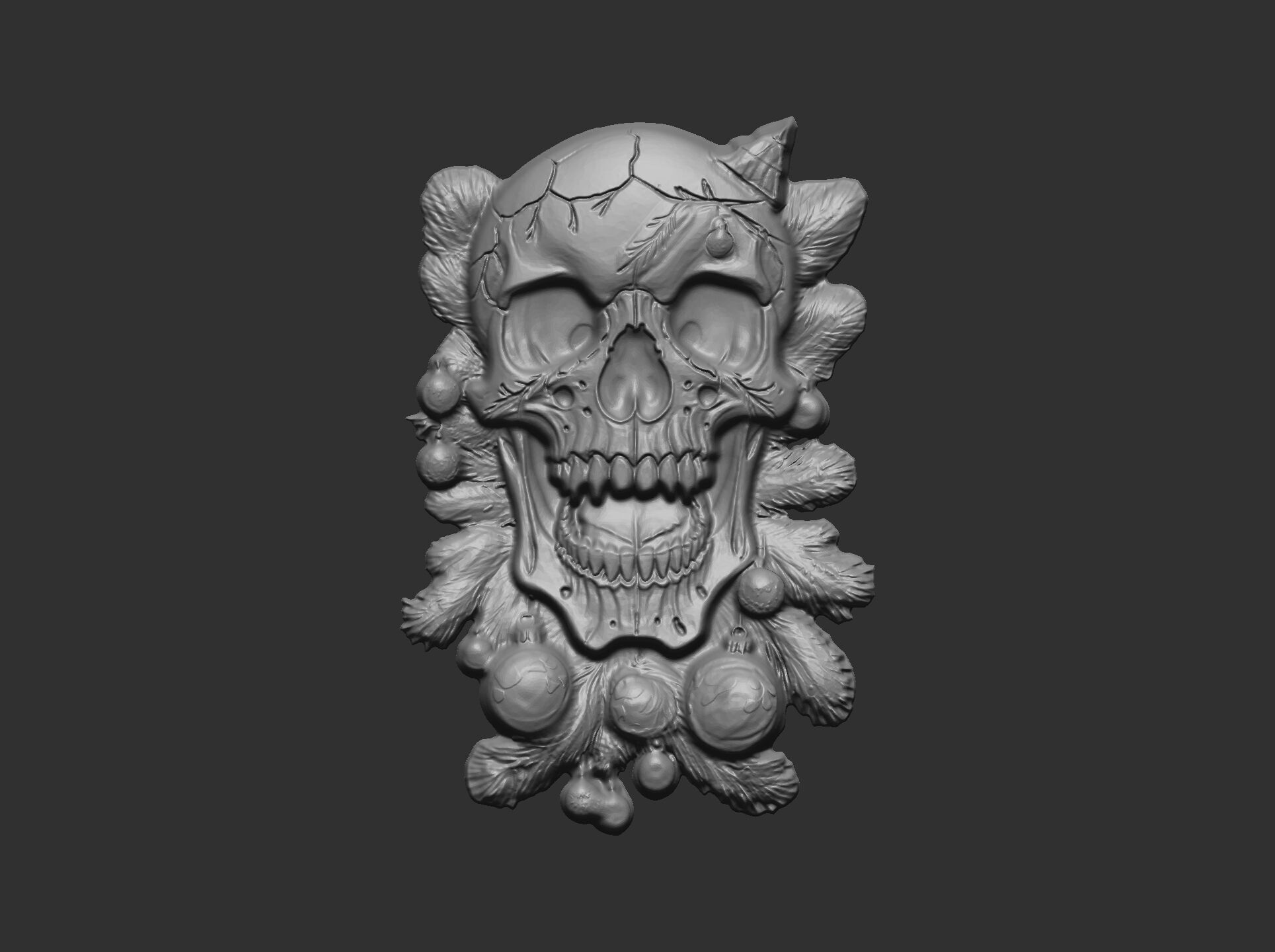 skull christmas decor cnc model 3D print model_9