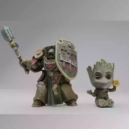 Warrior of the Imperium and Grut  Fantasy Cartoon Character 3D Model Collection
