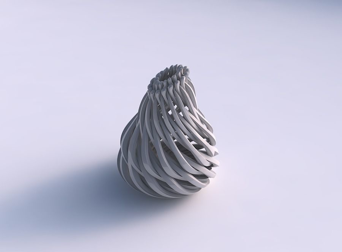 Vase oval compressed twisted with beveled muscle structure and soft tips streched top corner