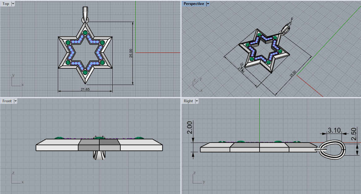 Star of David model 980 3D print model_3
