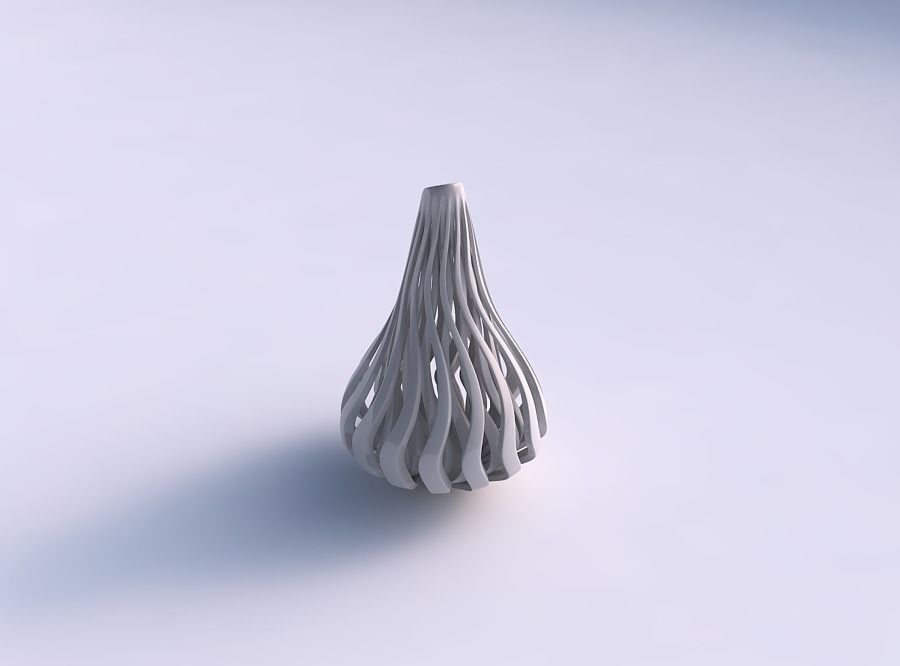 Vase oval wavy compressed top with muscle structure long top 3D print model_0